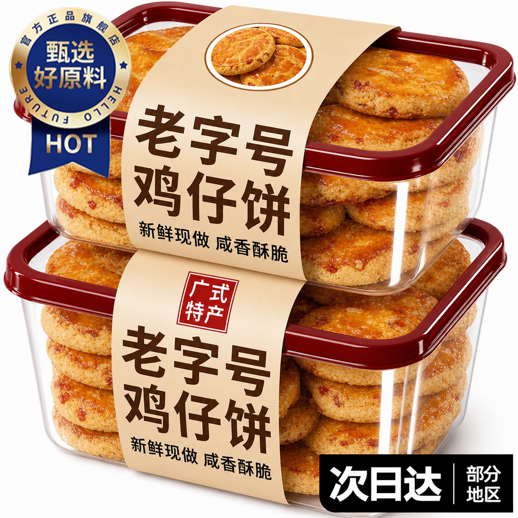 广州鸡仔饼正宗广东特产老字号陈皮南乳咸味饼干小吃零食手工糕点