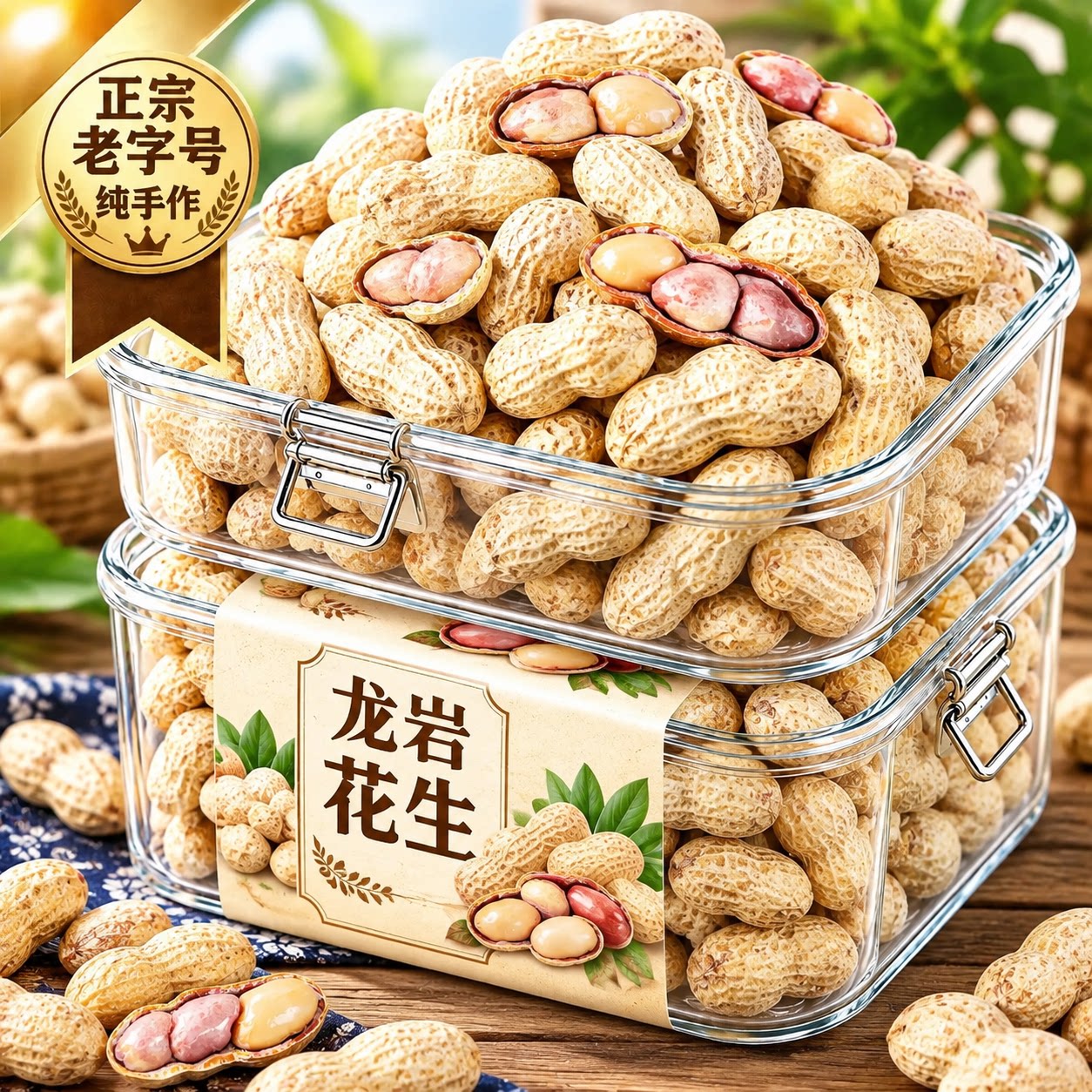 岩口水煮花生晒干原味卤味带壳盐水花生农家新鲜煮熟即食休闲下酒