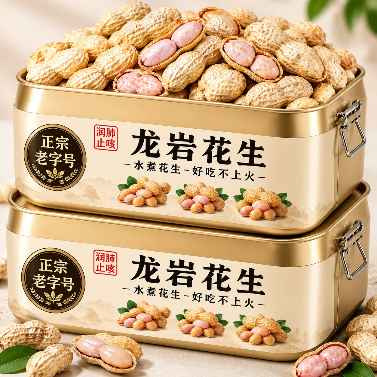 岩口水煮花生晒干原味卤味带壳盐水花生农家新鲜煮熟即食休闲下酒