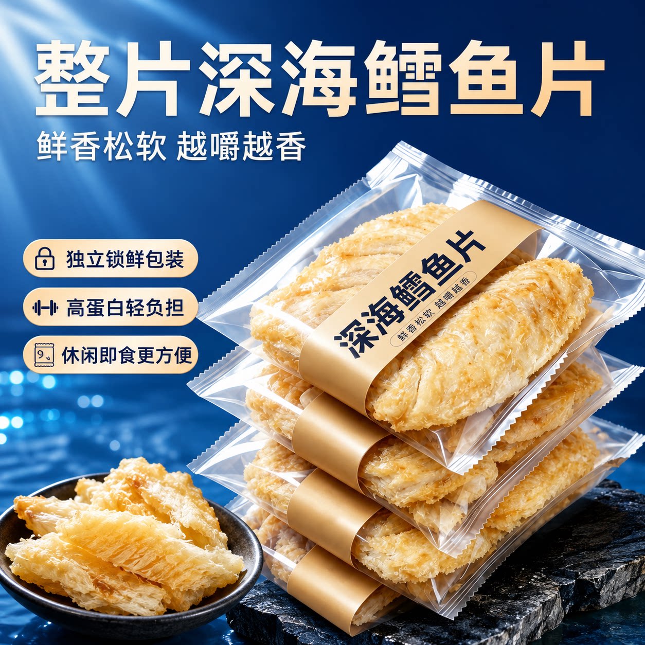 青岛特产鳕鱼片烤鱼片零食孕妇儿童深海鱼休闲鱿鱼条营养碳烤健康