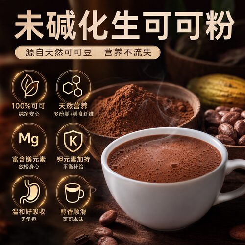 纯天然未碱化生可可粉烘焙专用无糖0脂冲饮健身官方旗舰店正品热