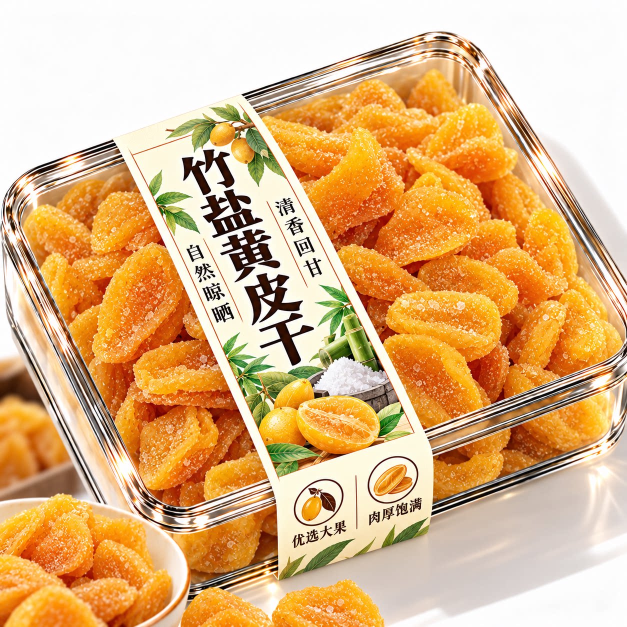 竹盐黄皮果干正宗潮汕罐装竹盐黄皮干广东特产无核咸酸甜蜜饯送礼