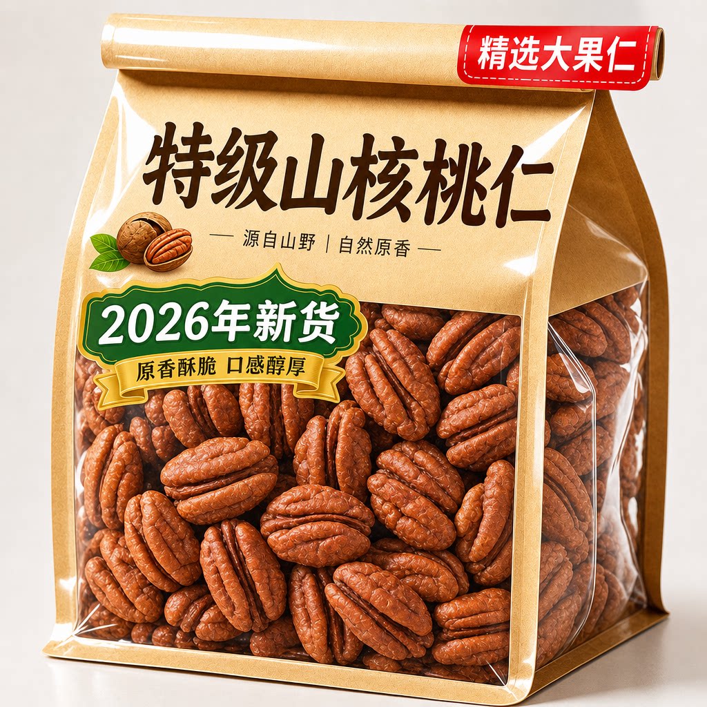 2026年新货野生山核桃仁官方旗舰店小核桃仁过年年货坚果零食炒货