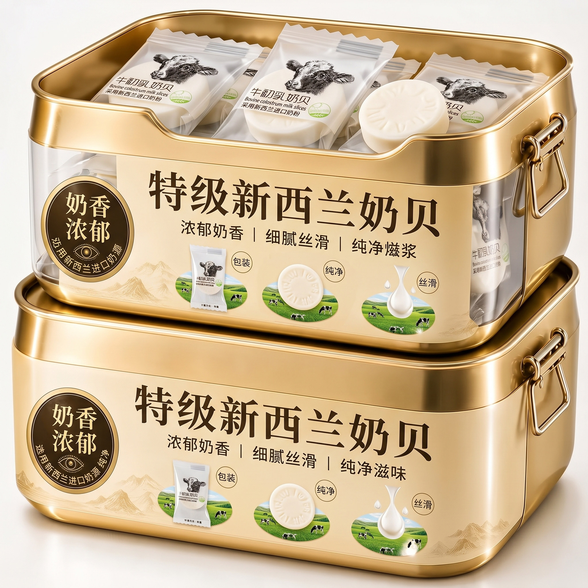 奶贝新西兰进口奶源益生元奶片糖果独立小包装奶贝干牛奶片小零食