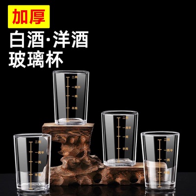 二两白酒杯家用轻奢高档精致高级感带刻度玻璃烈酒杯白酒酒具套装