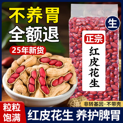 正宗红皮花生米官方旗舰店新货东北不带壳四粒红小粒红衣花生米仁