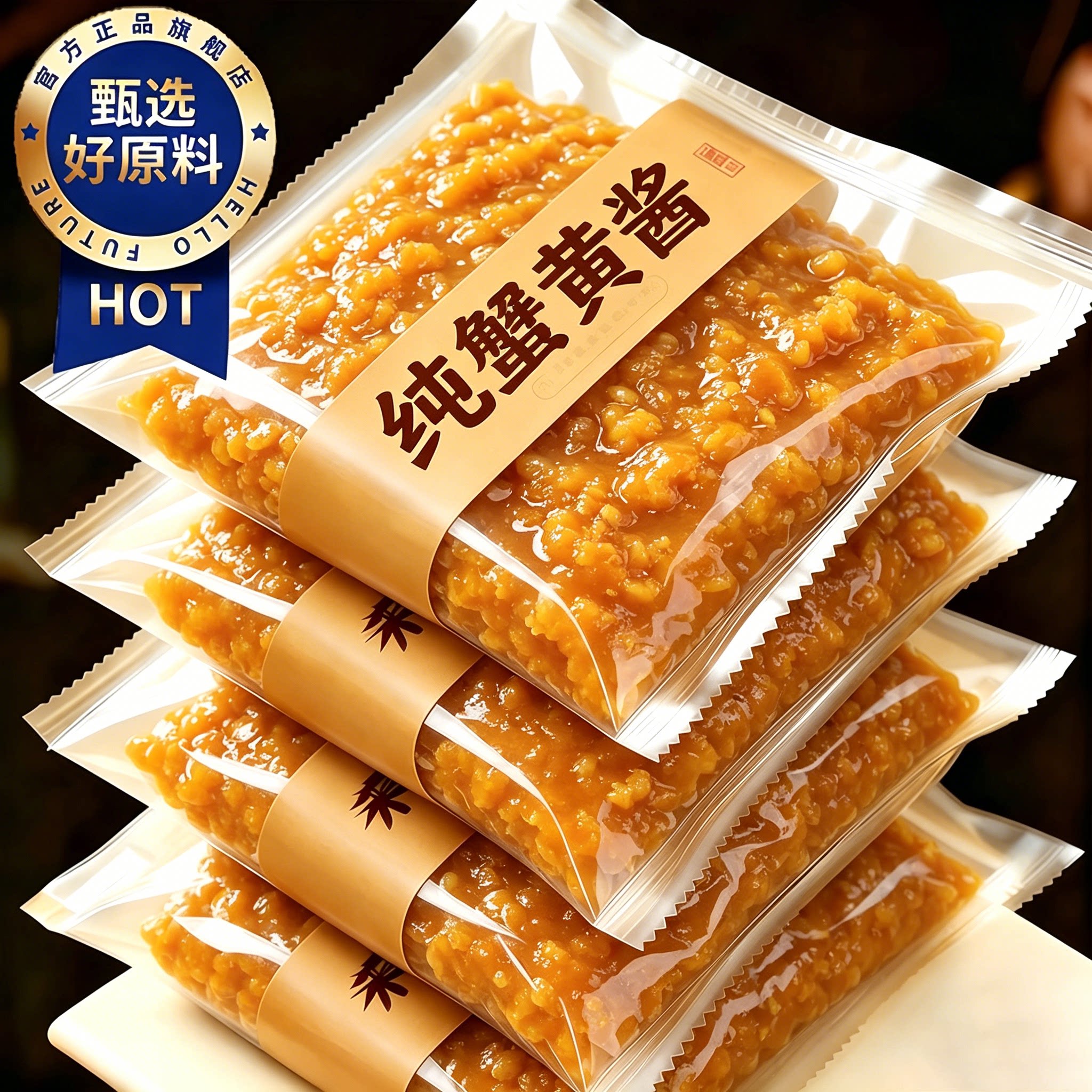 正宗蟹黄酱新鲜大闸蟹肉拌面拌饭图片