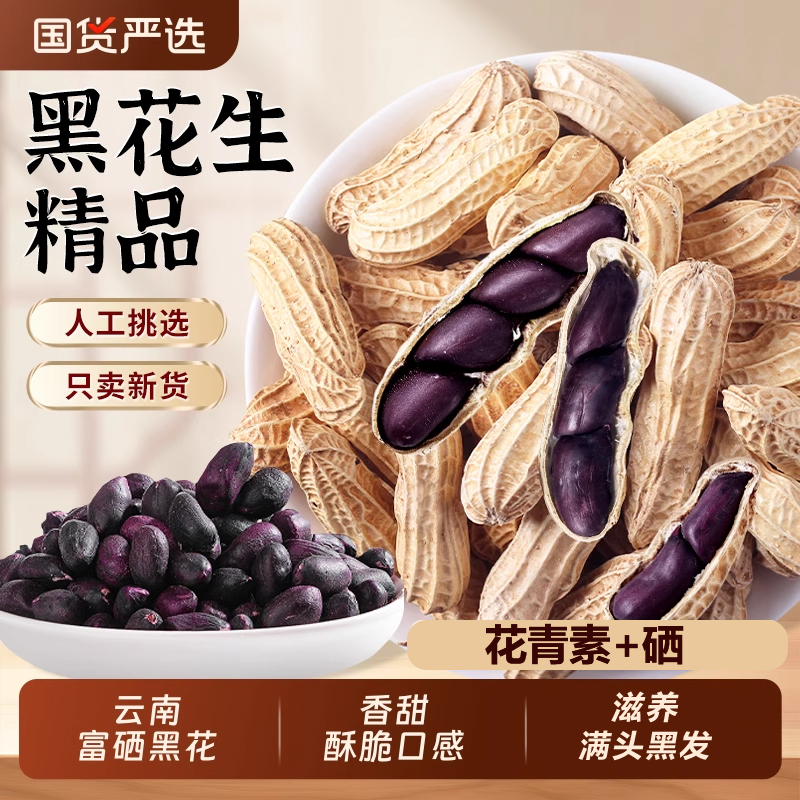 25年新货云南黑花生带壳2斤农家生黑花生种子普洱小粒黑花生特产