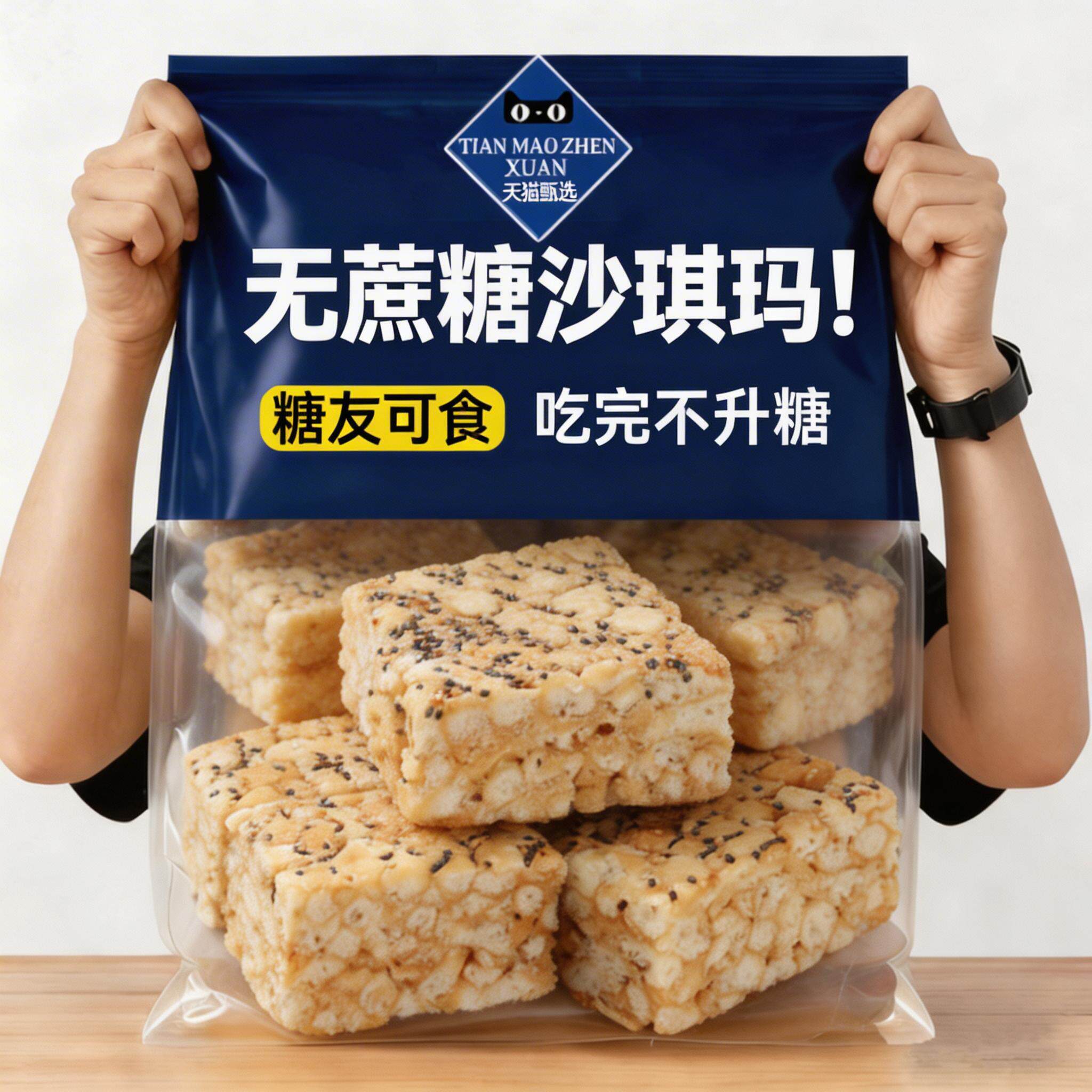 糖友定制！沙琪玛无糖无添加官方旗舰店老式纯手工糕点糖尿人专用