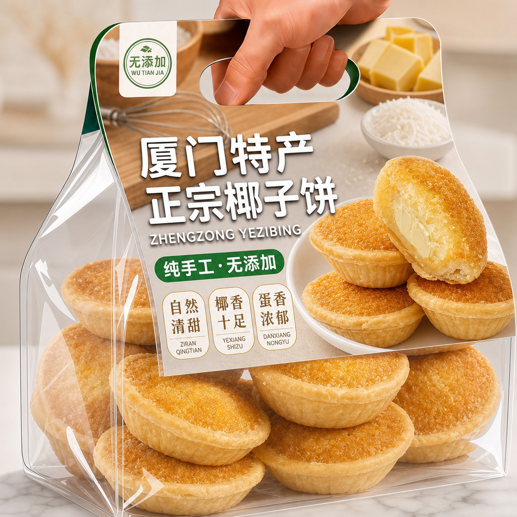 厦门特产椰子饼芝士黄油味巧克力味椰蓉酥饼干早餐小零食休闲点心