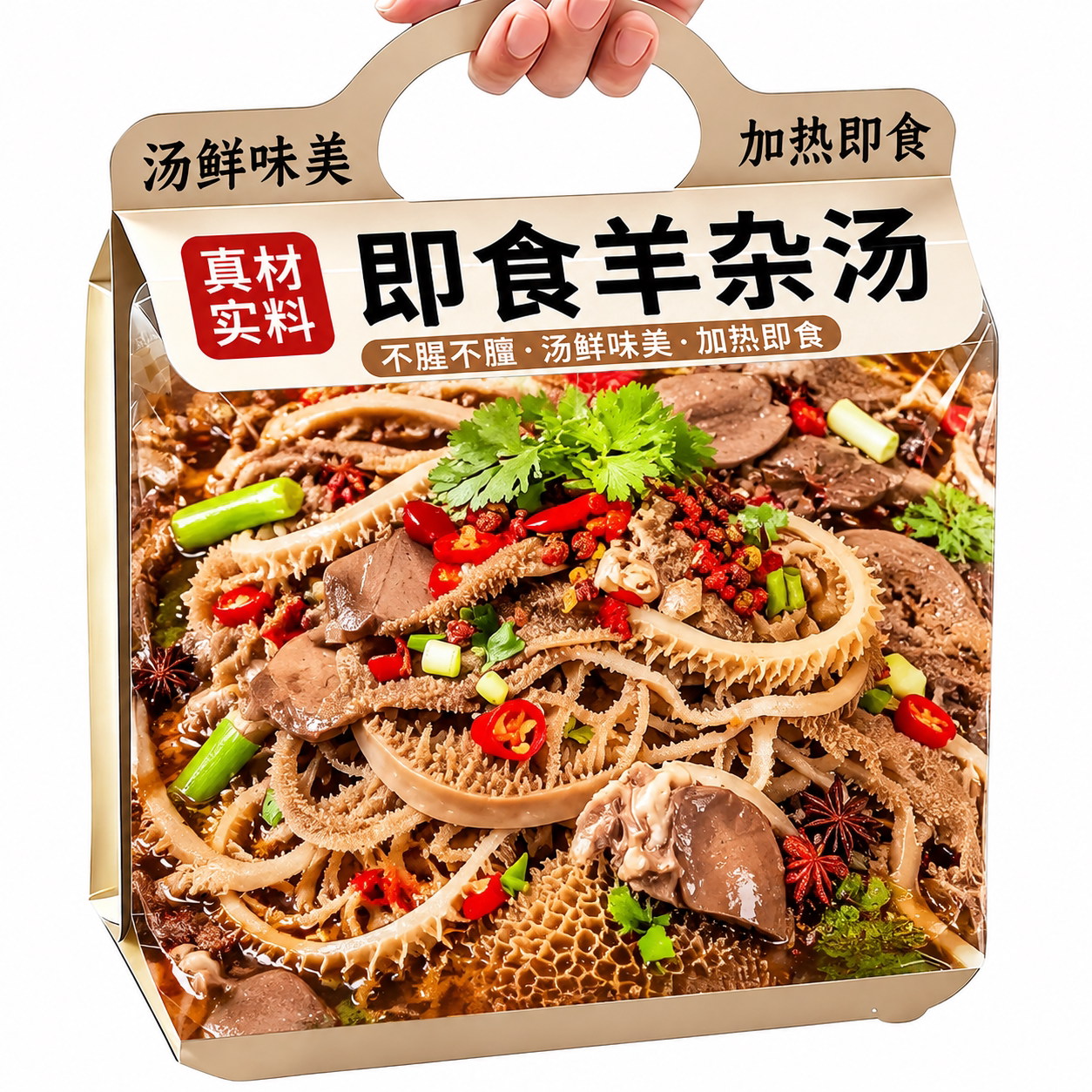 新鲜速食羊杂内蒙古整套全熟羊肉汤羊杂汤即食真空熟食早餐羊杂碎