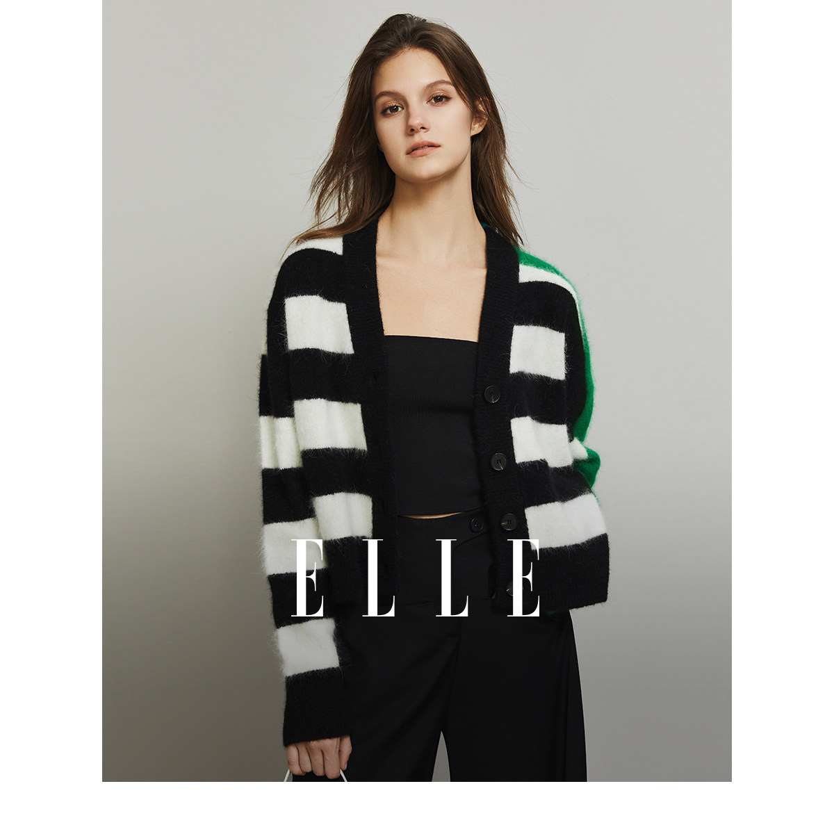 ELLE慵懒风条纹复古毛衣开衫女2025秋装新款宽松显瘦小众毛针织衫,女装/女士精品,毛衣,淘宝优惠券,粉丝福利购,淘宝优惠卷