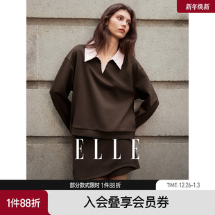 设计感通勤套装 ELLE摩登时尚 新款 两件套女2025秋季 卫衣休闲短裤