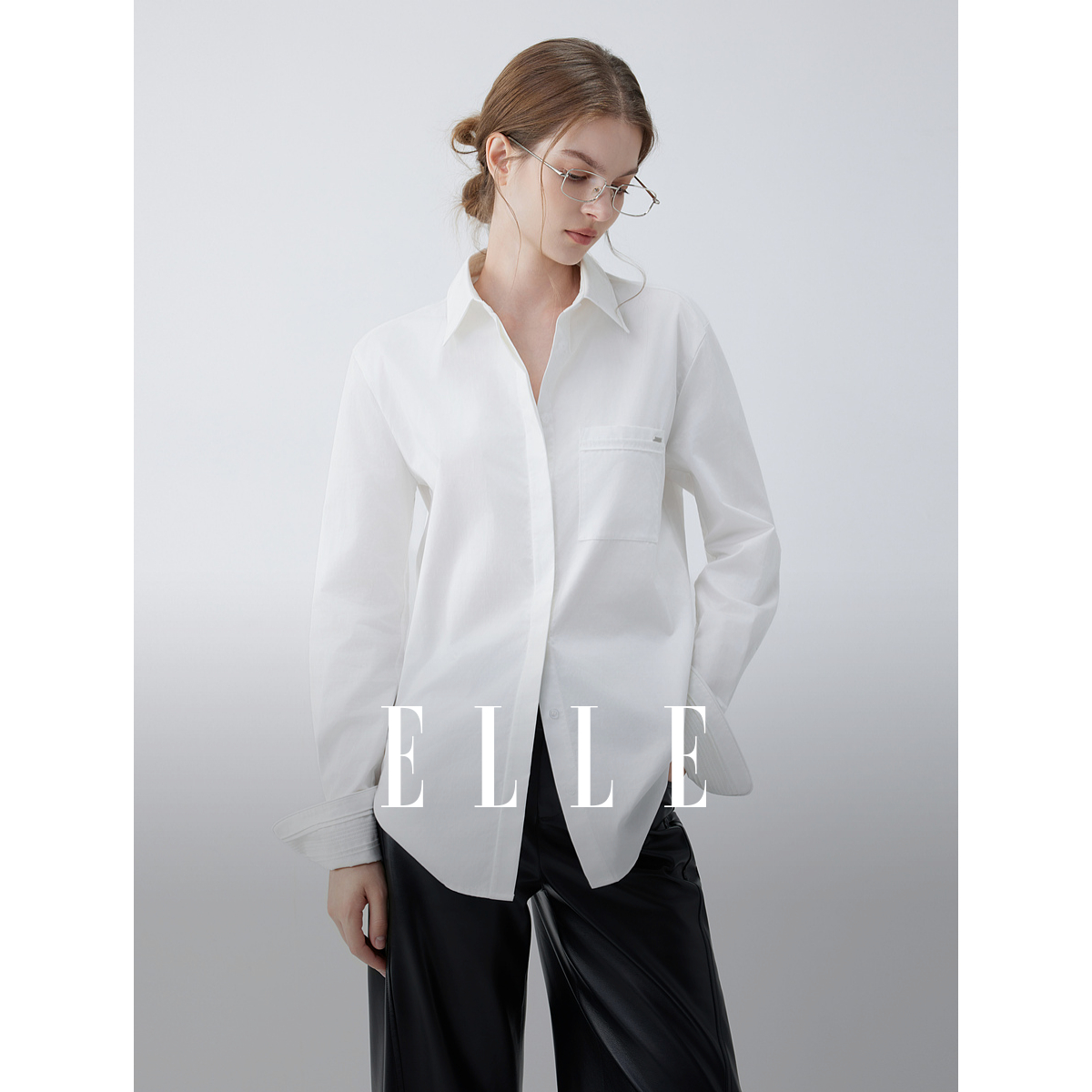 ELLE法式高级感廓形白衬衫
