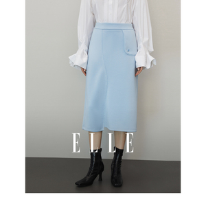 ELLE法式高腰A字气质半身裙女2024春新款垂坠感高端显瘦小众裙子