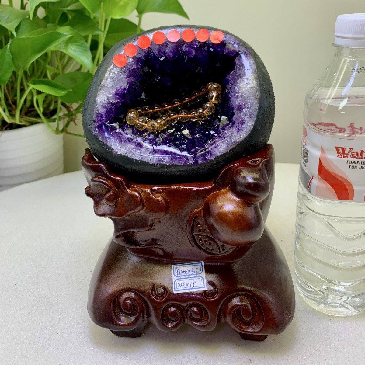 紫晶洞钱袋子水晶摆件工厂货源