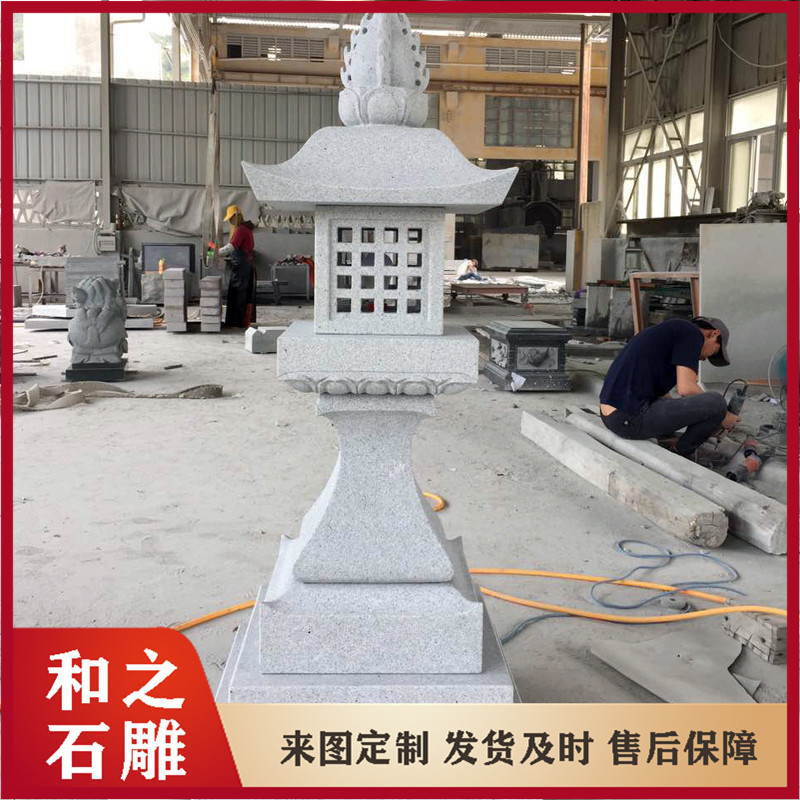 四面镂空大理石柱头石灯加工