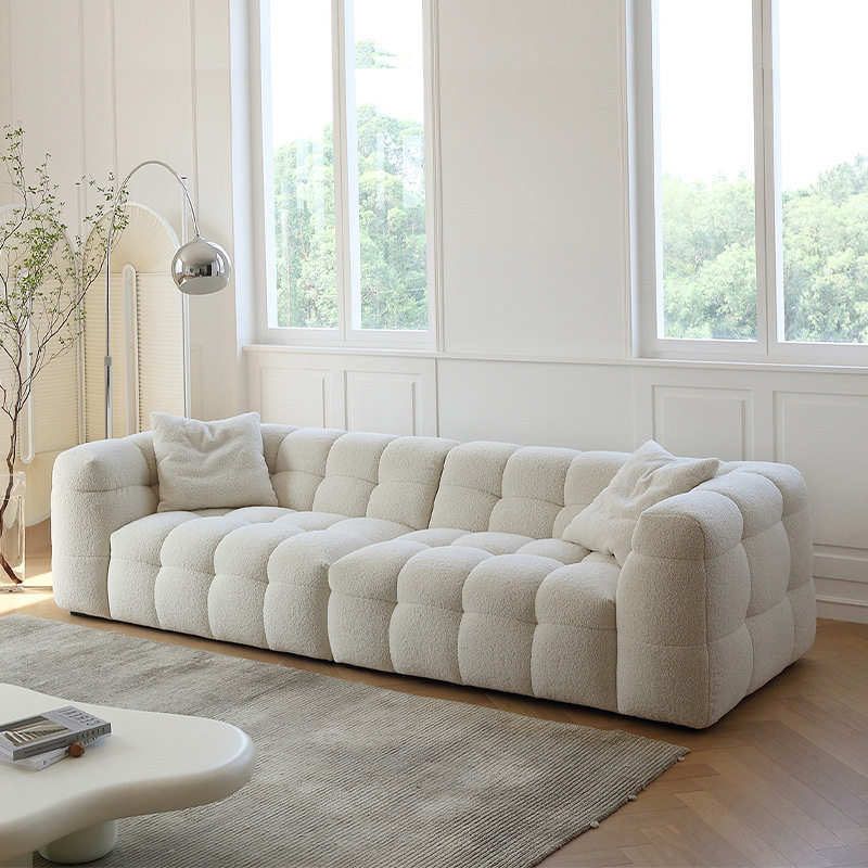 法式奶油风云朵三人位沙发