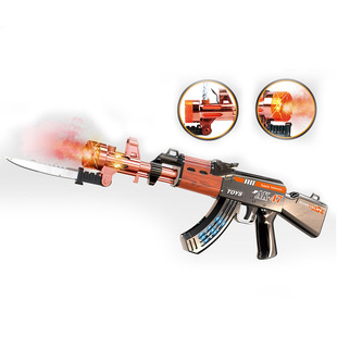 儿童电动手枪发光发声喷雾冲锋枪AK47带刺刀伸缩震动仿真电动玩具