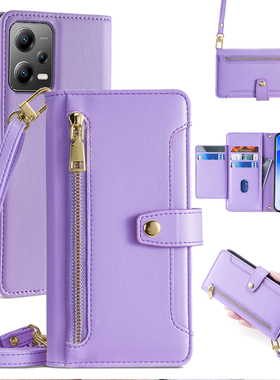 适用小米pocox5手机壳F5斜挎M5s翻盖poco c40皮套x4pro全包5g版x3nfc防摔x4gt背带f3挂绳M4真皮m3pro钱包式F2