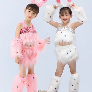 六一儿童节兔气扬眉演出服动物表演服卡通小白兔子舞蹈服装网红