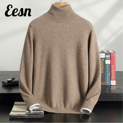 秋冬新款高翻领加厚纯色山羊绒衫