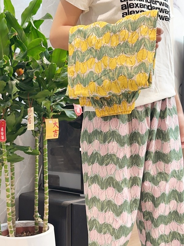 freesia|漫画郁金香全棉家居长裤