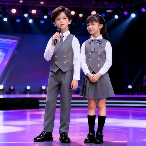 小学生表演比赛演出儿童大合唱服
