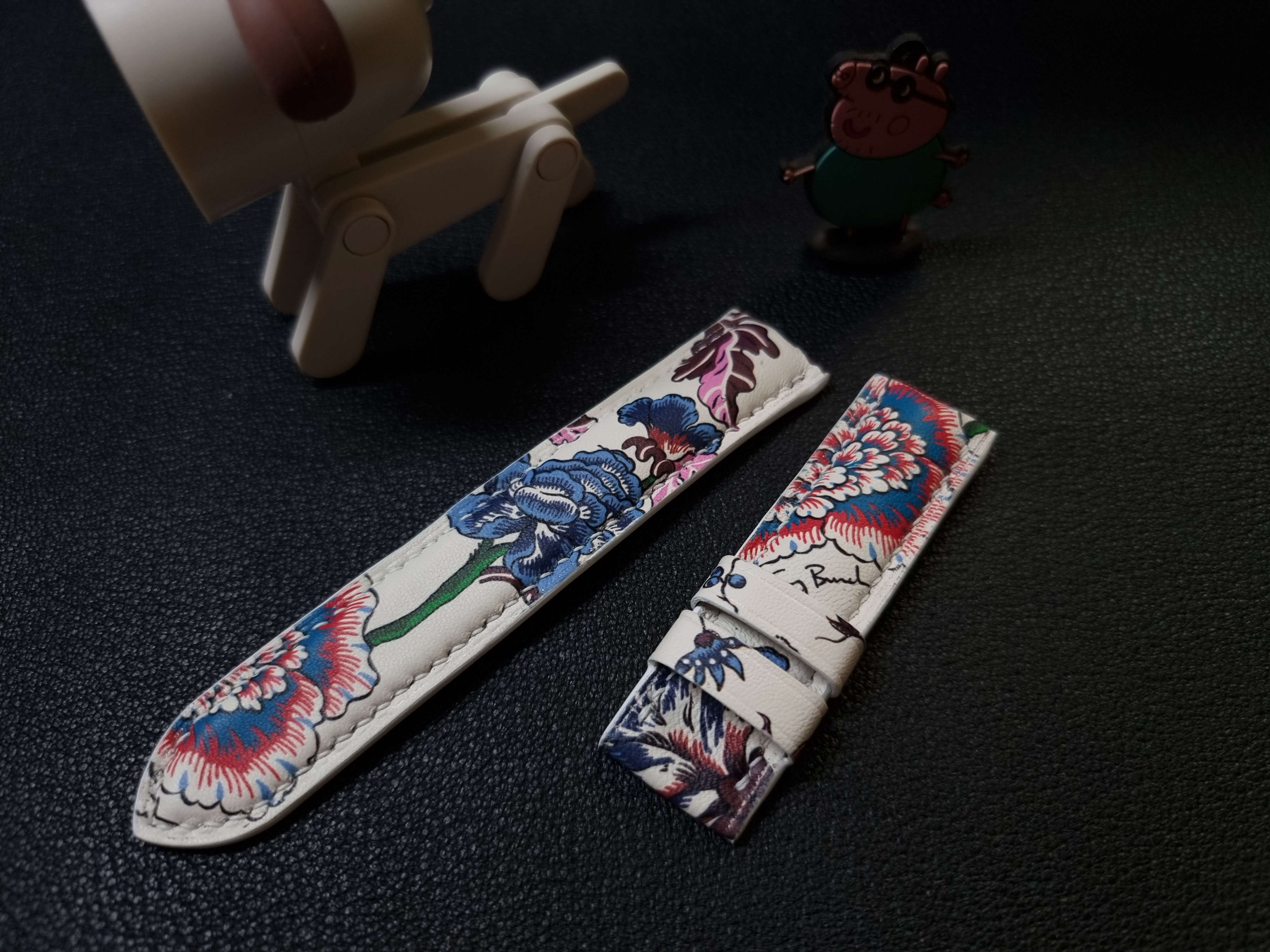 手工表带定制进口印花法国羊皮柔软舒适男女适用白色手表配件包邮