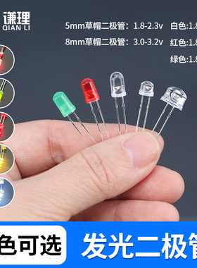 发光二极管led灯珠5mm/8mm水果电池材料红色光黄色光绿色光高亮白色光小学科学初中物理电路仪器实验器材耗材