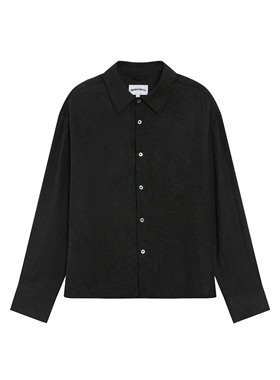 Brokenonyx 定织褶皱肌理感100%醋酸黑色宽松轻奢衬衫