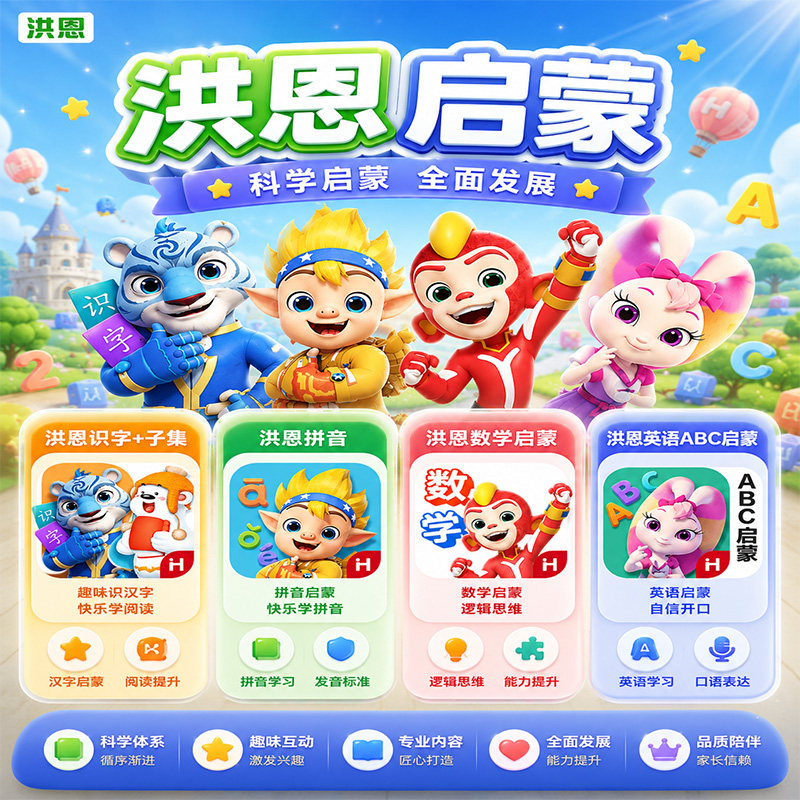 【官方直充】洪恩识字拼音英语