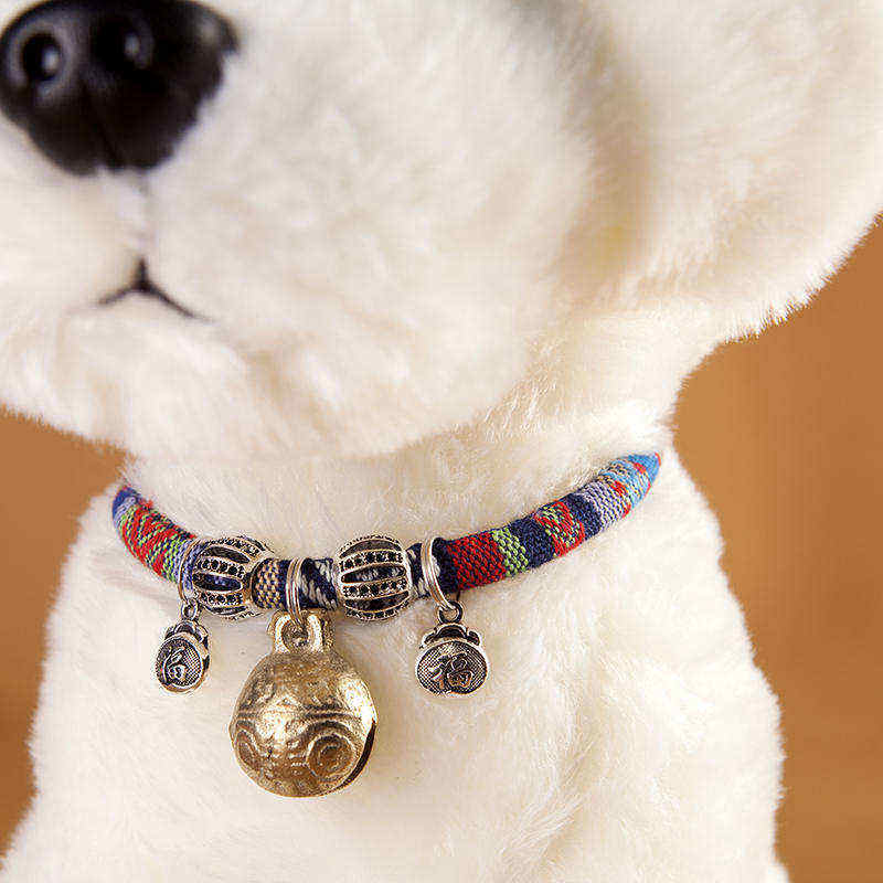 速发脖套纯d铜小型犬结实狗项圈博美脖子叮当狗铃铛项链式超响胸