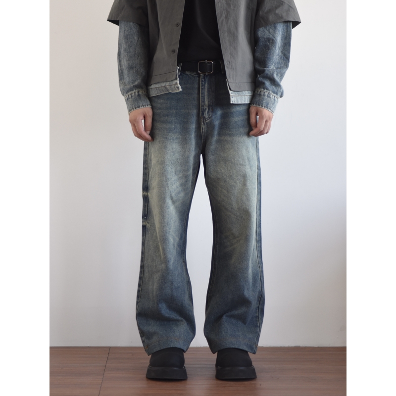 HFB美式高街基础水洗牛仔裤男女