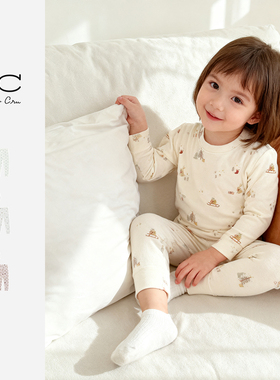 RC童装家居服套装男童女童印花打底内穿莫代尔长袖家居套装