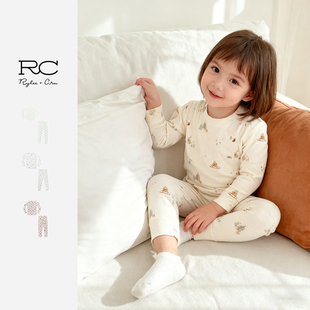 RC童装家居服套装男童女童印花打底内穿莫代尔长袖家居套装