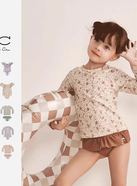 RyleeCru连体泳衣女孩游泳碎花分体泳衣RC童装儿童泳装温泉泡汤