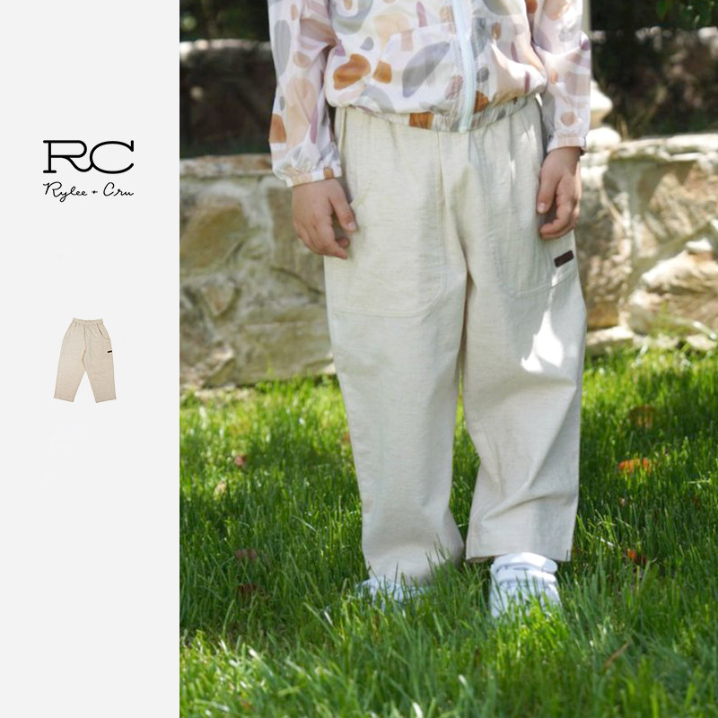 Ryleecru童装儿童含亚麻裤子透气舒适男童女童轻薄休闲裤25夏新款
