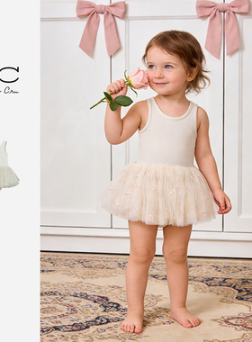 Ryleecru商场同款女童背心连衣裙春夏裙练功服洋气白色公主裙