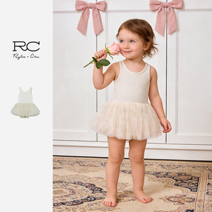 Ryleecru商场同款女童背心连衣裙春夏裙练功服洋气白色公主裙