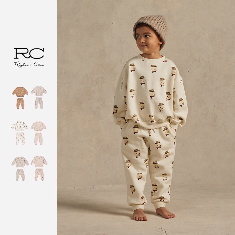 RyleeCru儿童休闲运动卫衣卫裤RC男女童套装圆领春秋款多色