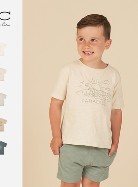 RyleeCru童装男女童纯棉T恤RC透气舒适轻薄印花短袖男宝轻柔手洗