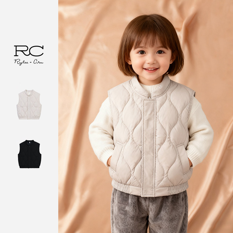 RyleeCru官方正品儿童轻薄百搭立领羽绒马甲25秋3上新