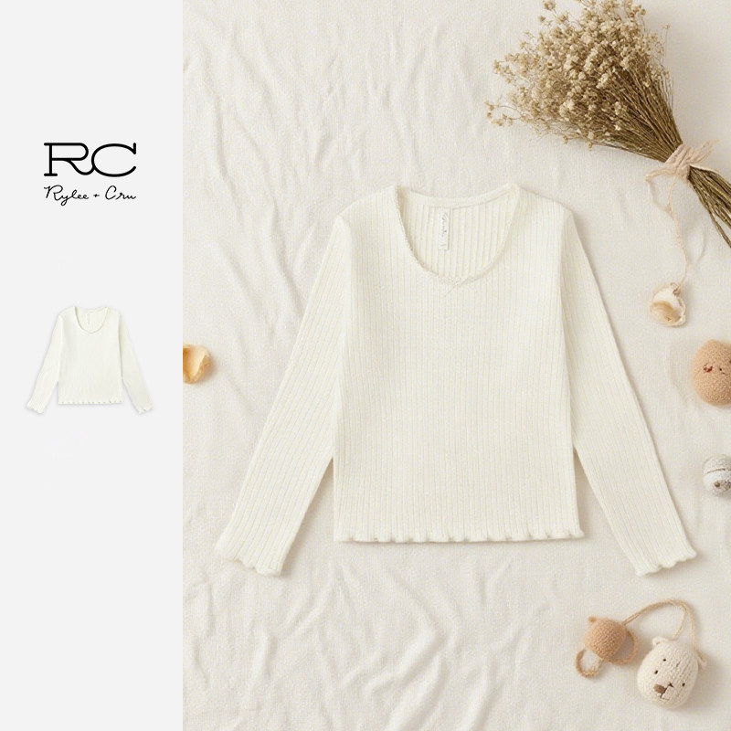 Ryleecru商场同款女童针织上衣儿童上装女宝宝打底衫25秋1上新