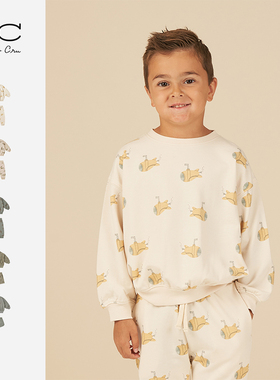 RyleeCru童装图案印花休闲宽松男童小大童RC卫裤卫衣套装春秋款