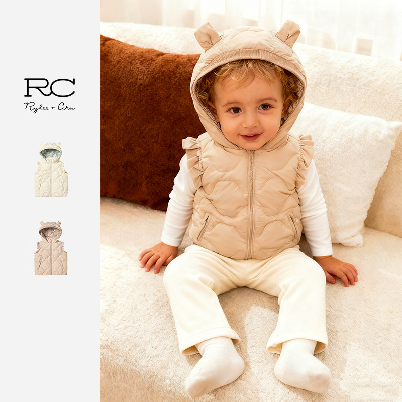 RyleeCru官方正品女童轻薄羽绒马甲儿童马甲25冬1上新