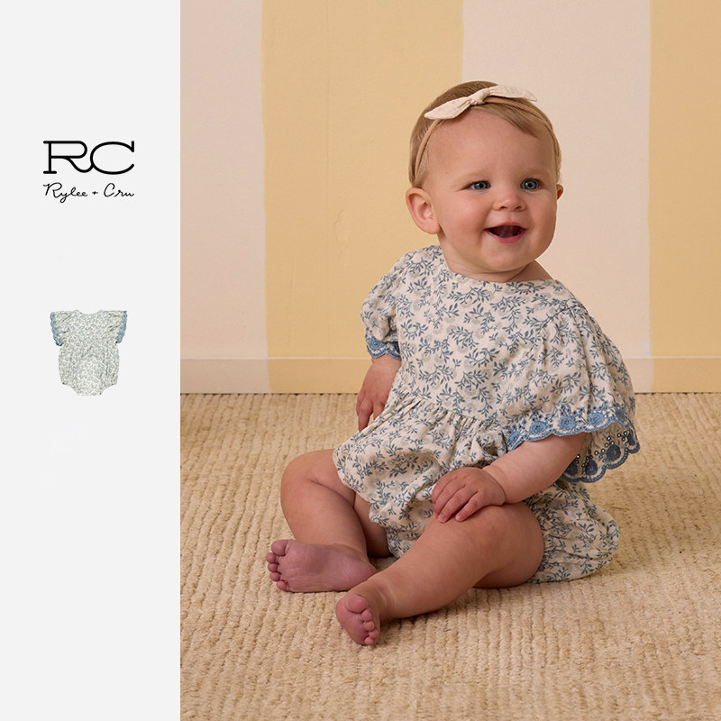 RyleeCru商场同款童装女童小碎花婴幼儿哈衣25夏新款连体衣包屁衣