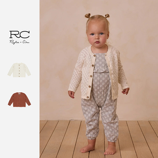 RC童装商场同款春款针织开衫儿童宝宝纯色空调衫镂空上装新年红