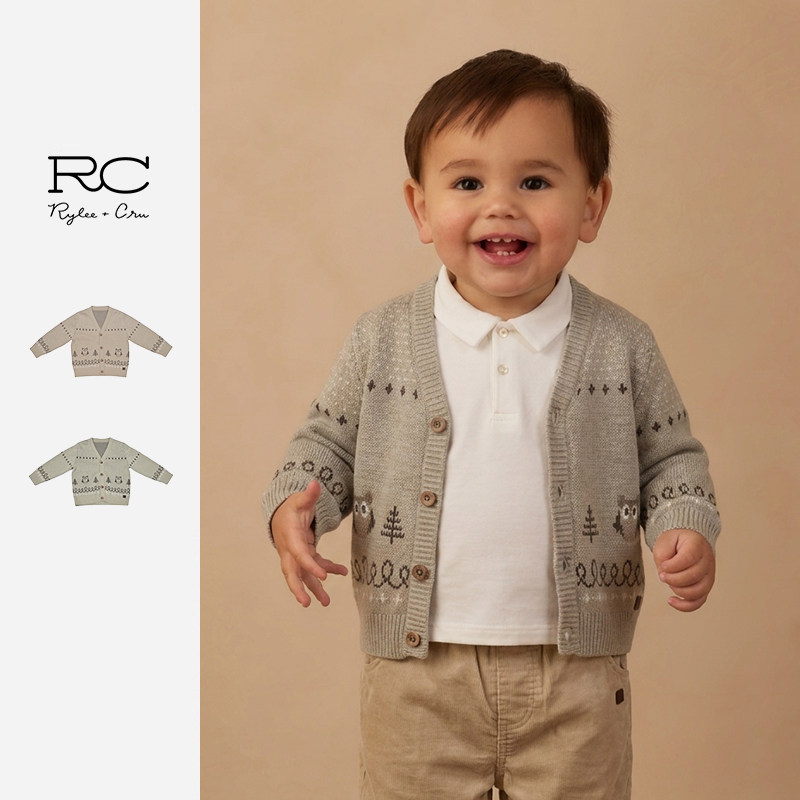 RyleeCru官方正品男宝童趣针织衫男童针织外套26秋2新品