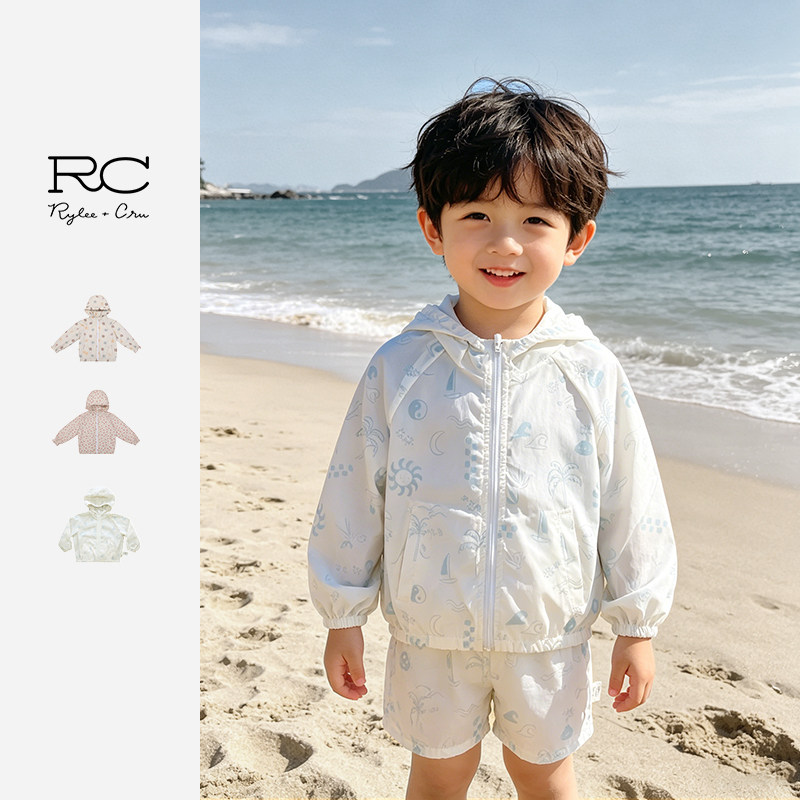 RC童装男女童防晒衣外套印花防晒衣外出服连帽防晒衣儿童节礼物